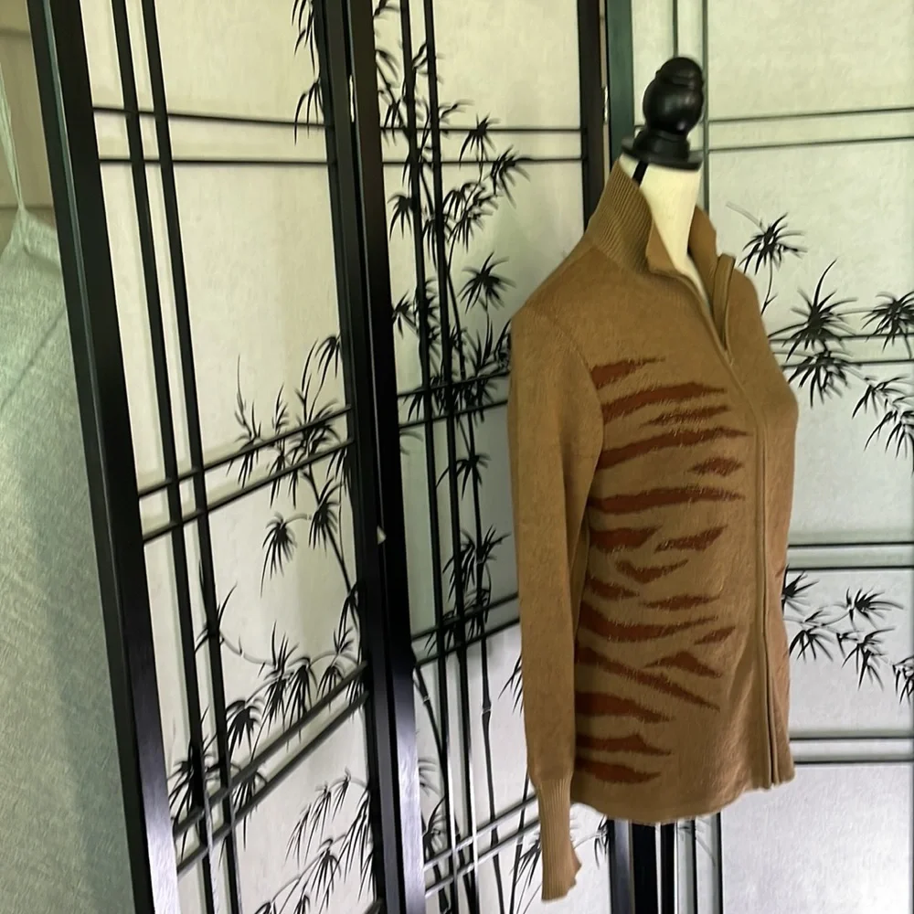 MCM 🎉 Vintage Virgin Wool/Mohair zippered jacket, 🐅striped accent LUXE - Picture 2 of 11
